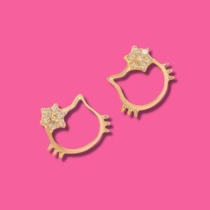18k gold tone Hello Kitty earrings